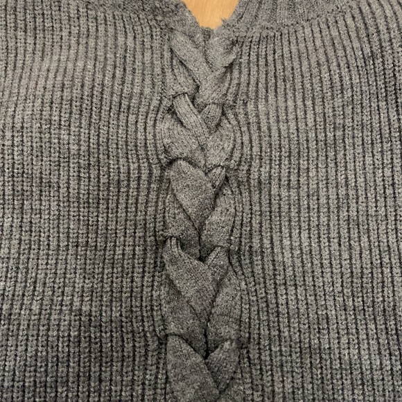 Knit crew sweater with braided back feature - Picture 5 of 6